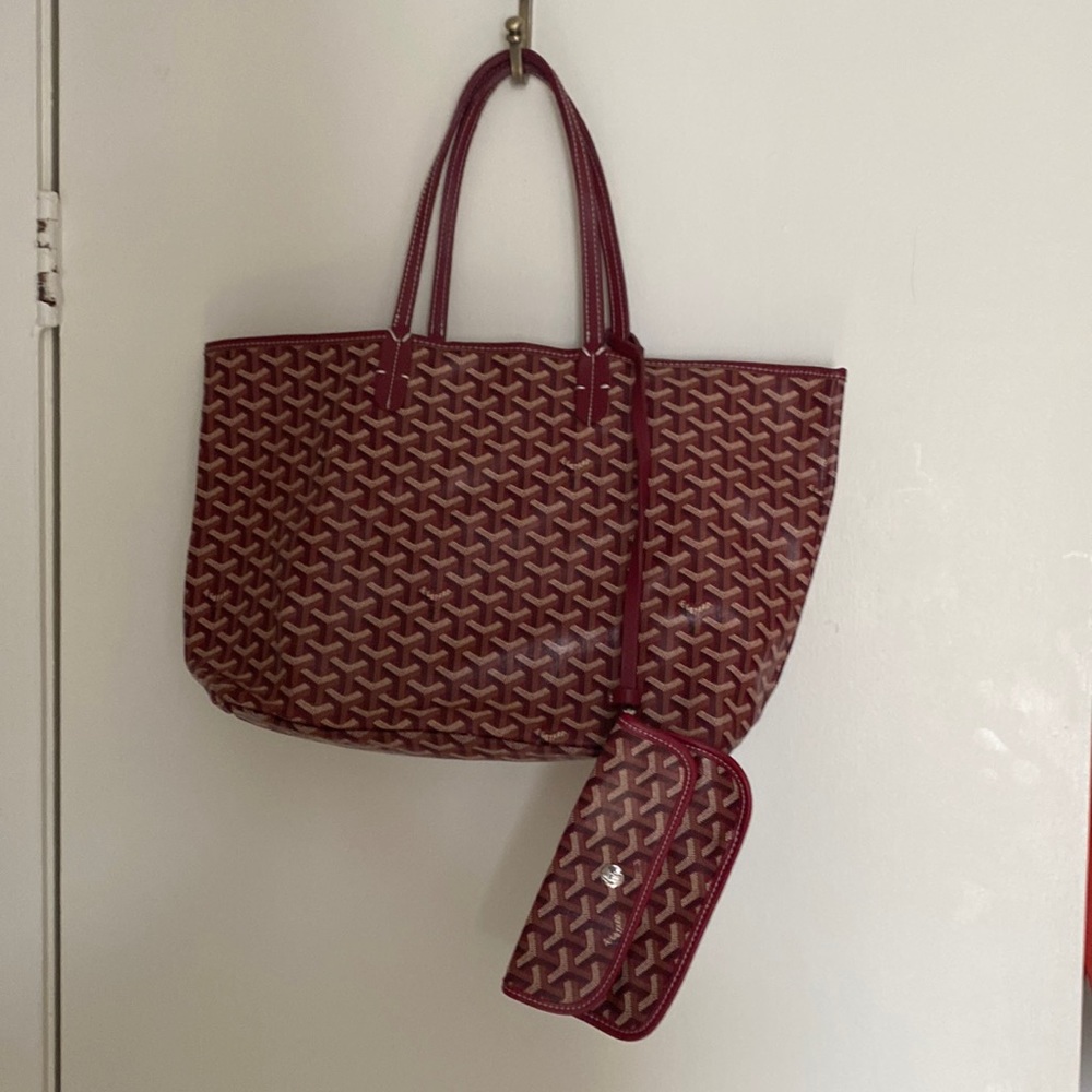 GOYARD "St Louis PM": Red "Goyardine" Logo Tote mo